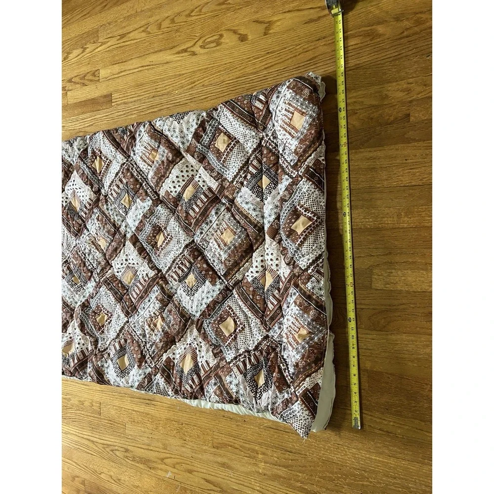 Vintage Crown Crafts Classics Full/Queen Comforter Brown Patchwork USA